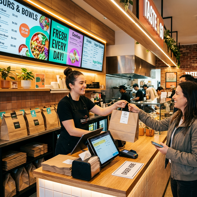 Modern takeaway restaurant counter